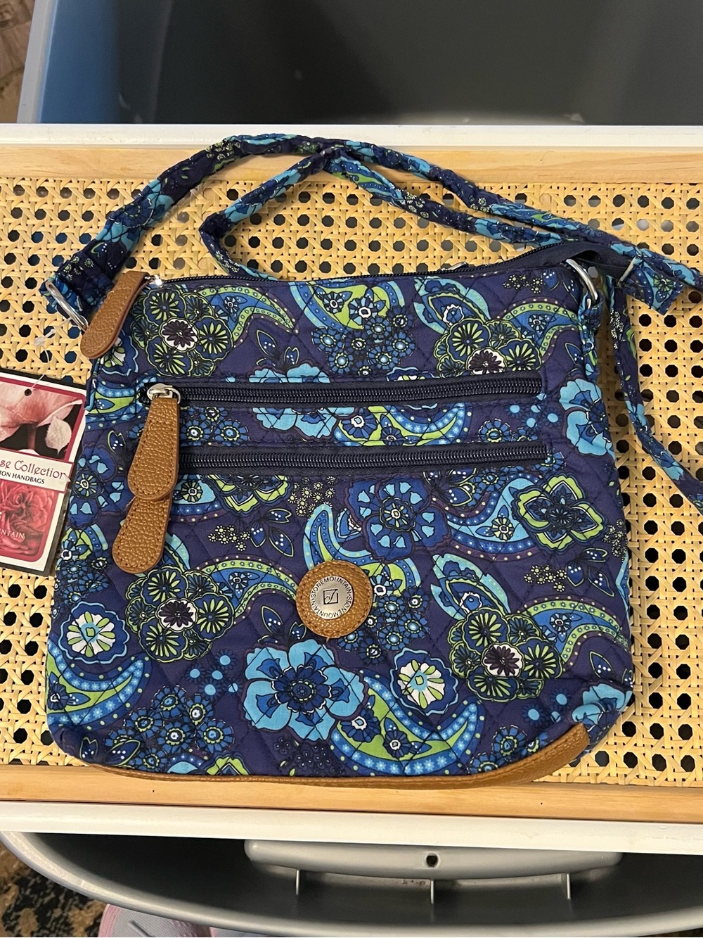 Quilted Paisley/Floral Crossbody Bag